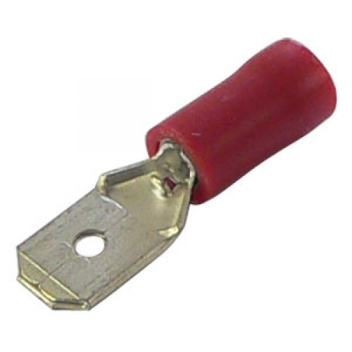 Konektor izolowany męski 6.3mm czerwony opak=100 szt