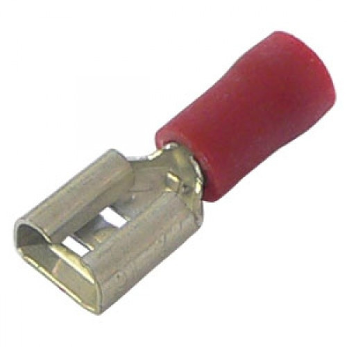 Konektor izolowany żeński 6.3mm czerwony opak=100 szt