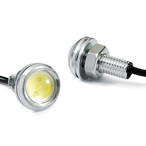 Żarówka LED 12V 1W 22mm żółta z soczewką, srebrna obudowa