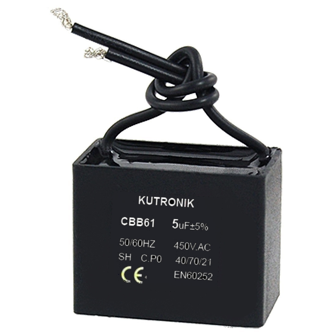 Kondensator silnikowy 0.5uF/450VAC z przewodami CBB61