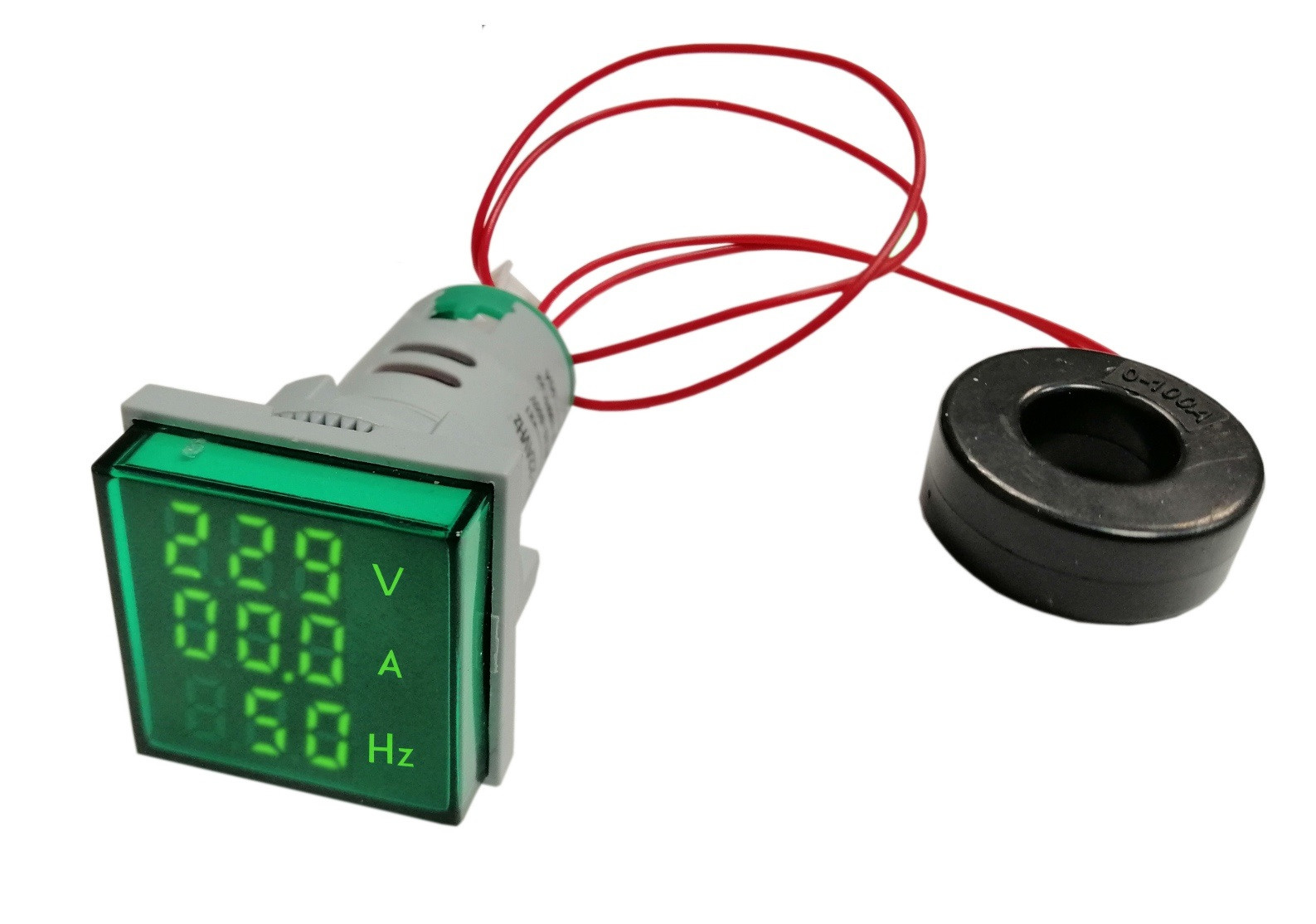 Woltomierz/amperomierz/mernik częstotliwości LED 30x30mm 20-500V/100A zielony
