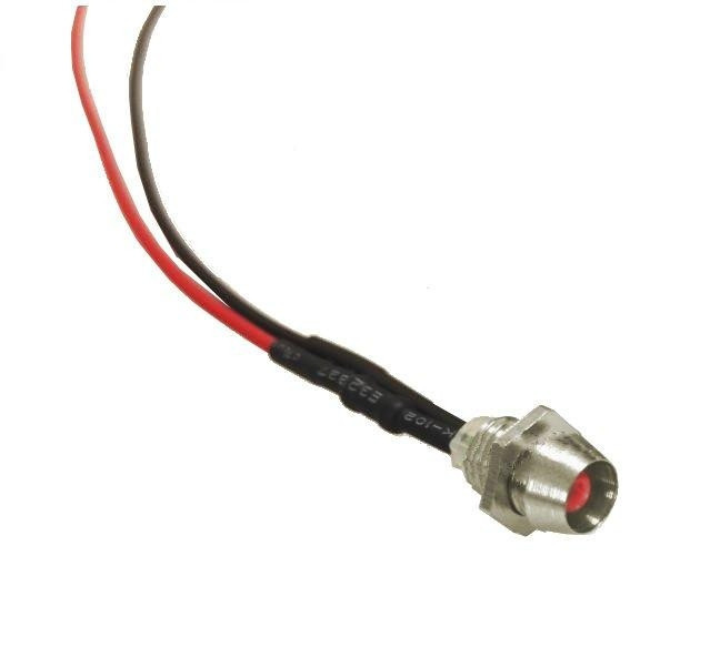 Kontrolka LED 3mm 12V DC czerwona matowa oprawka metalowa wklęsła