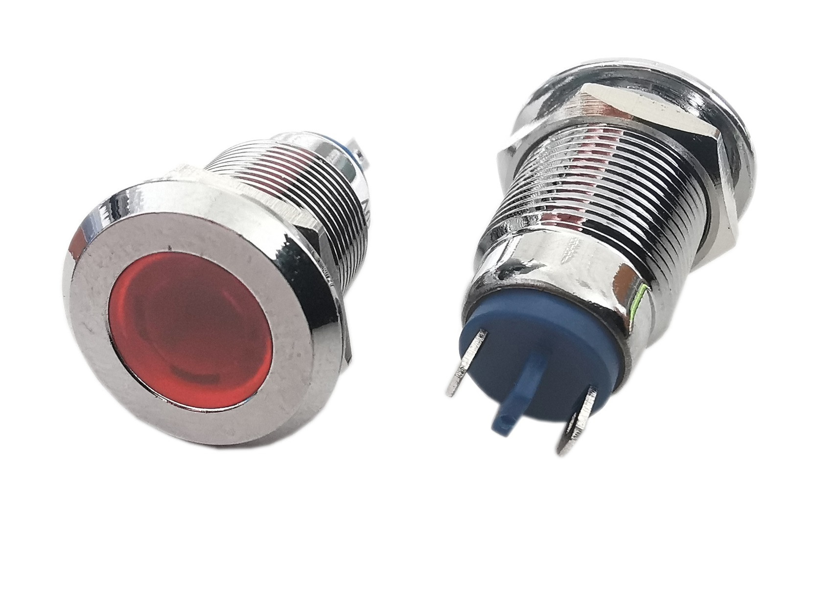 Kontrolka LED 16mm 230V metalowa czerwona T2 (z konektorami)