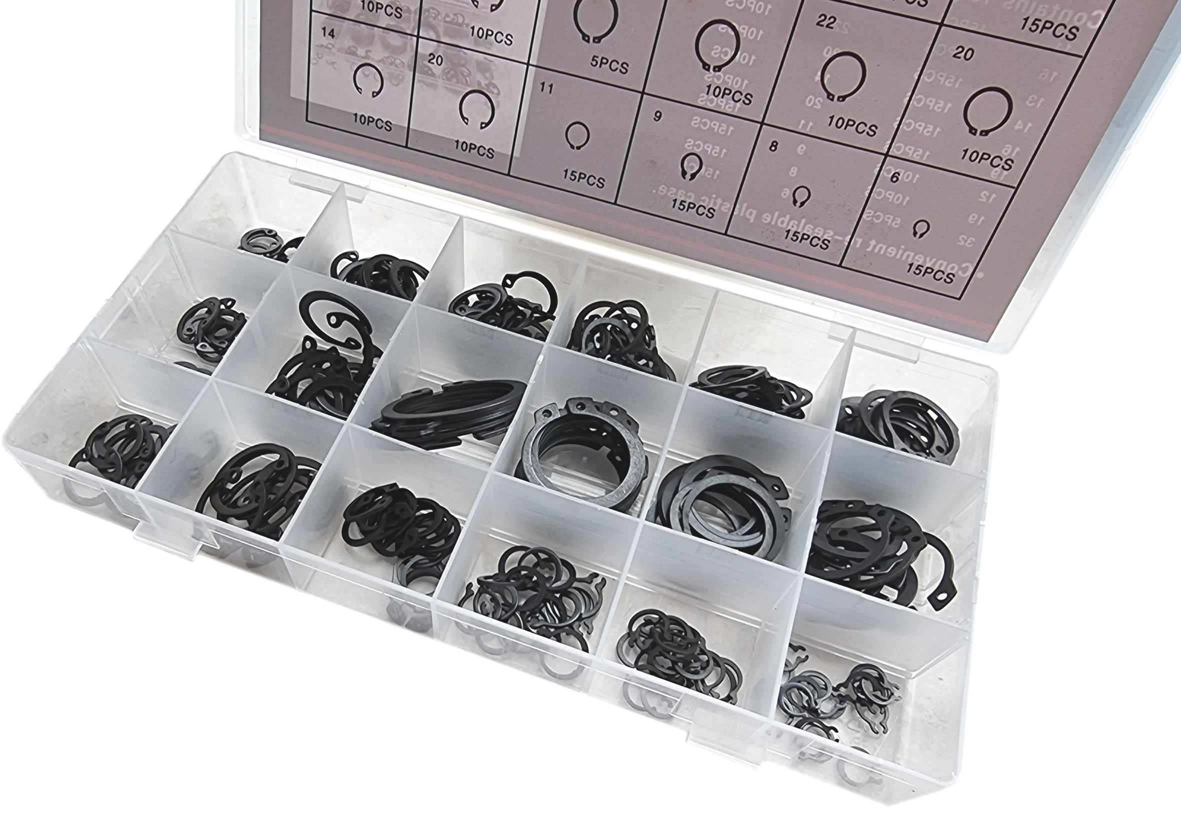 Zestaw 225szt pierścieni segera 