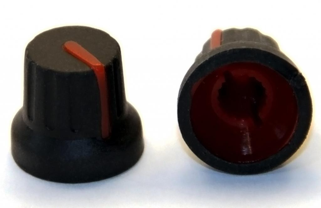 Gałka potencjometru czarna 16mm GC16 czerwona