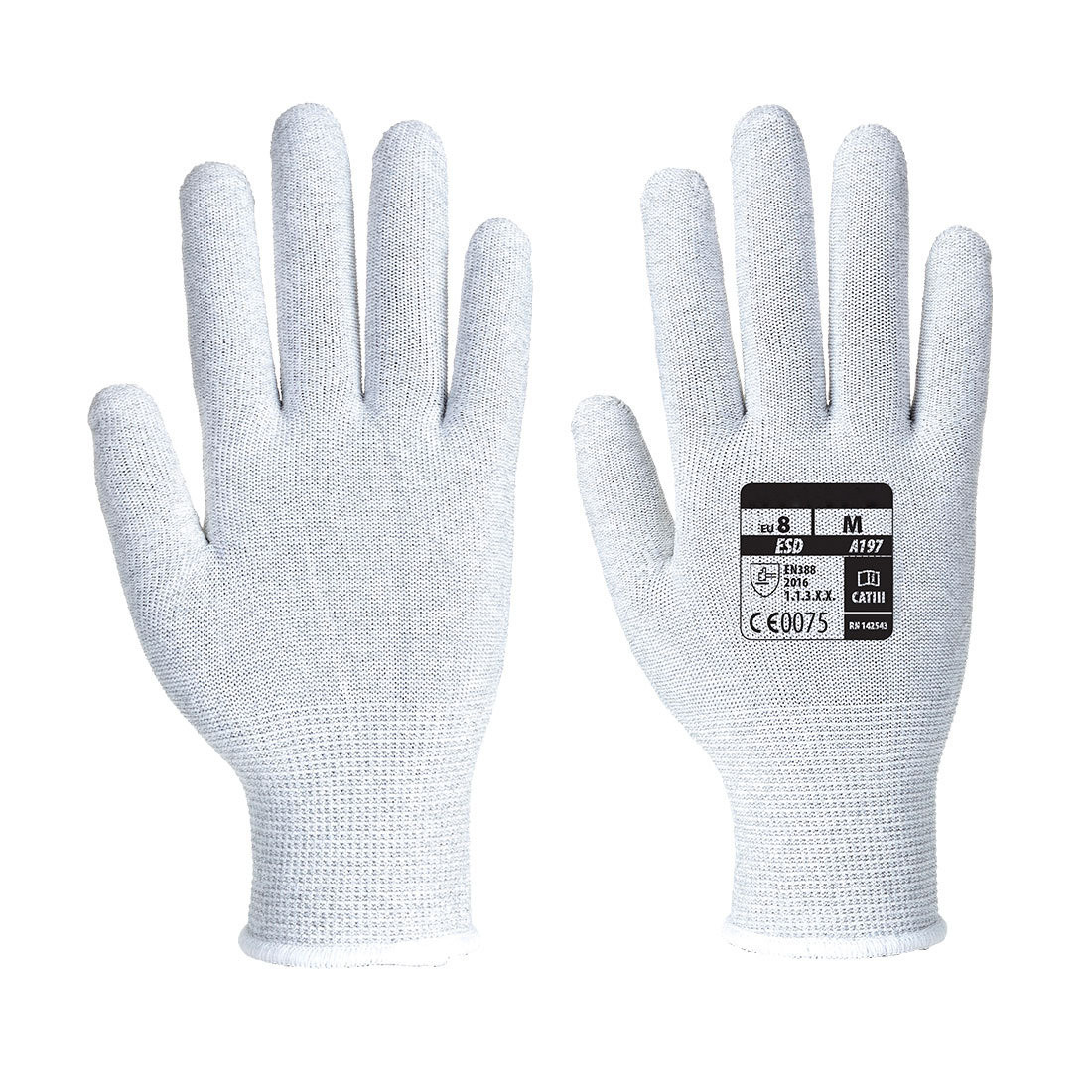 Rękawiczki antystatyczne ESD gładkie szare rozmiar XL A197GRRXL