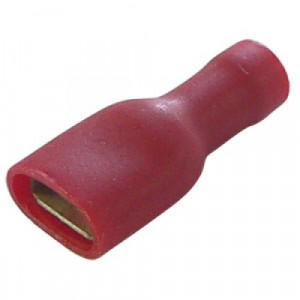 Konektor cały izolowany żeński 4.8mm czerwony opak=100 szt