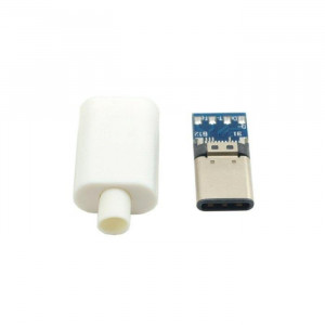 Wtyk USB typu C 3.1 montowany na kabel biały