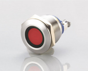 Kontrolka LED 22mm 12V metalowa czerwona