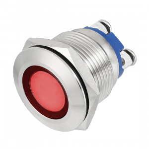 Kontrolka LED 18mm 12V metalowa czerwona