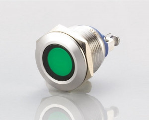 Kontrolka LED 22mm 230V metalowa zielona