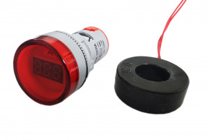 Amperomierz LED 28mm 0-100A Czerwony