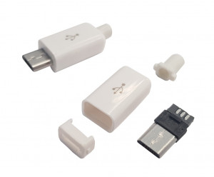 Wtyk micro USB typu B montowany na kabel Biały