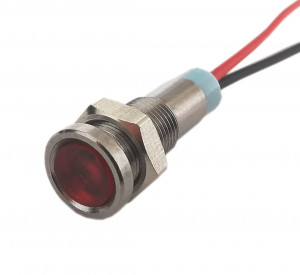 Kontrolka LED 8mm 12V metalowa czerwona