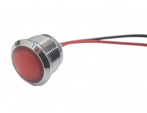 Kontrolka LED 18mm 12V metalowa, wypukła czerwona