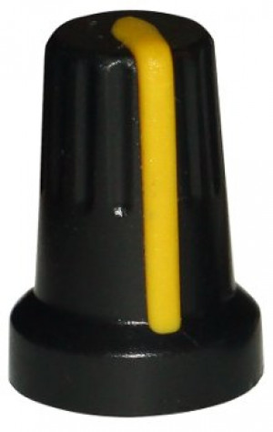 Gałka potencjometru czarna 14mm żółta