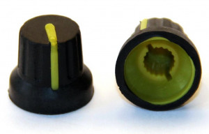 Gałka potencjometru czarna 16mm GC16 żółta