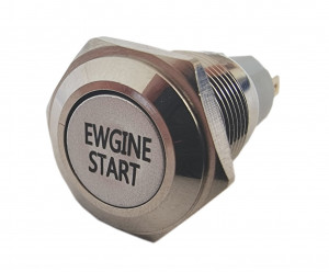 PBW-16BES Przycisk wandaloodporny "START EWGINE", monostabilny 2A 250V klawisz płaski podśw czerwone