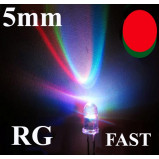 Dioda LED 5mm Czerwona/Zielona, clear szybka zmiana kolorów, 2 nogi opak=100 szt
