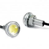Żarówka LED 12V 1W 22mm żółta z soczewką, srebrna obudowa