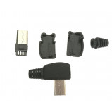 Wtyk micro USB typu B kątowy, montowany na kabel, czarny