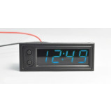 Panelowy zegar LED 4.5-30V z podwójnym termometrem oraz woltomierzem, wyświetlacz niebieski
