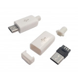 Wtyk micro USB typu B montowany na kabel Biały