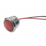 Kontrolka LED 18mm 12V metalowa, wypukła czerwona