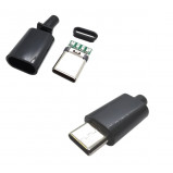 Wtyk USB typu C 3.1 montowany na kabel czarny