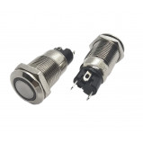 PBW-12A Przycisk wandaloodporny, bistabilny 2A 250V, klawisz płaski z czerwonym podświetl. 12V T2