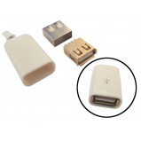 Gniazdo złocone USB typu A montowane na kabel białe